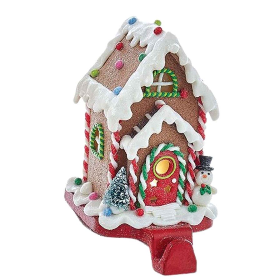 Home Decor Kurt Adler Stocking Holders | Lighted Candy Gingerbread House Stocking Holder